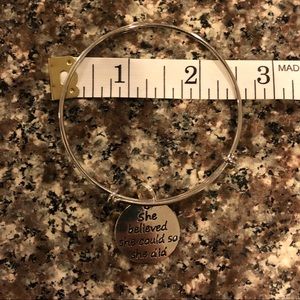 Silver inspirational bangle bracelet